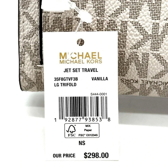 Michael Kors Large trifold Wallet Vanilla/Brown - Picture 7 of 7